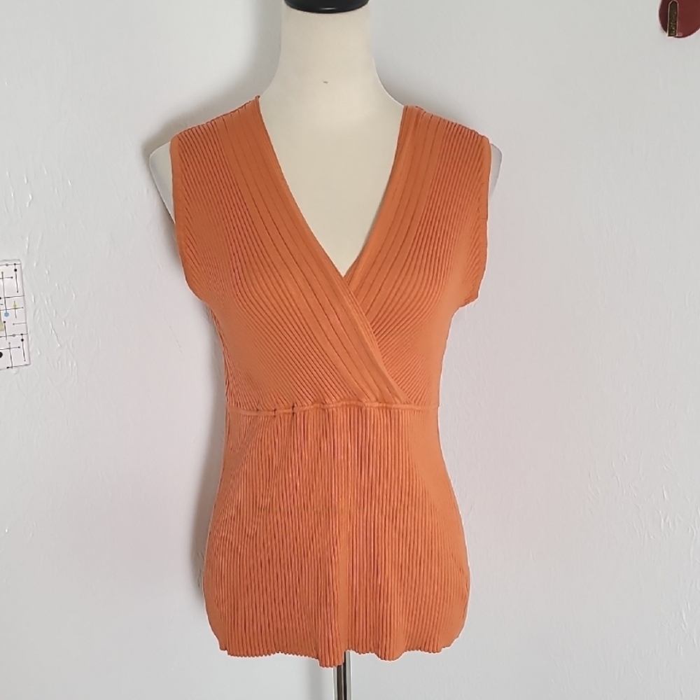 Style & Co. Orange Sleeveless Wrap Front Stretchy Top, Size XL